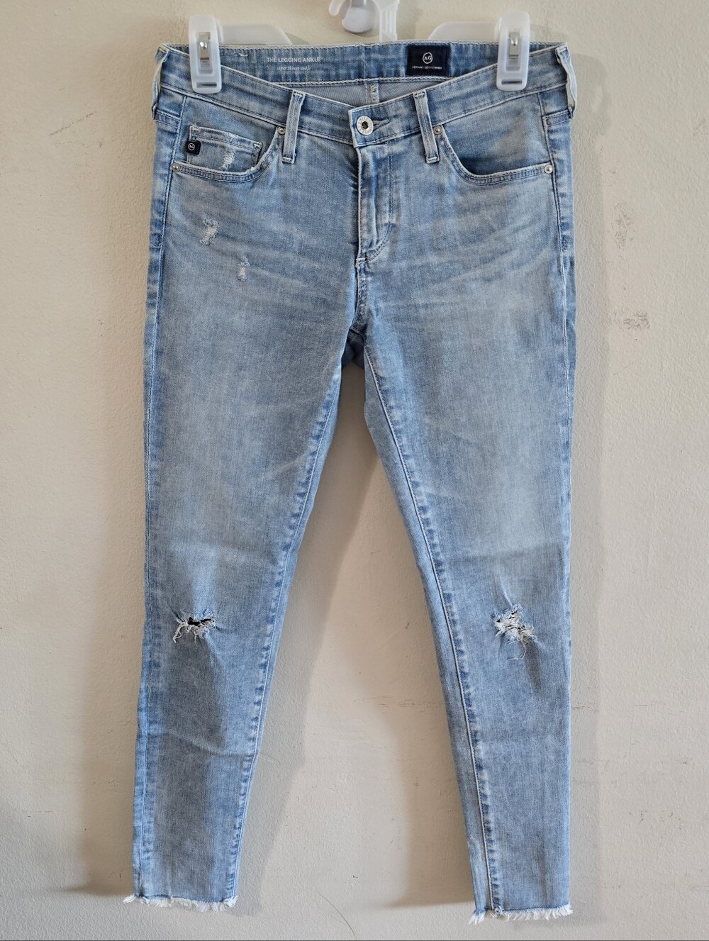 AG Adriano Goldschmied The Legging Ankle Jeans Women's 27R Light Wash Distressed